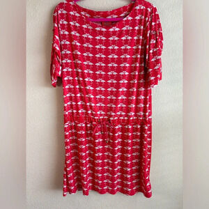 Tracy Negoshian Drawstring Waist Flamingo Dress